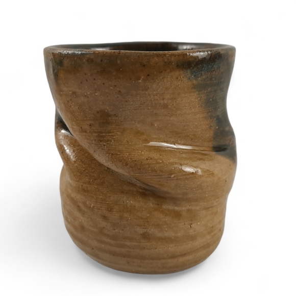 Abstract Sculptural Stoneware Studio Pottery Hand Thrown Glazed Vase Mug Vessel - Picture 3 of 10